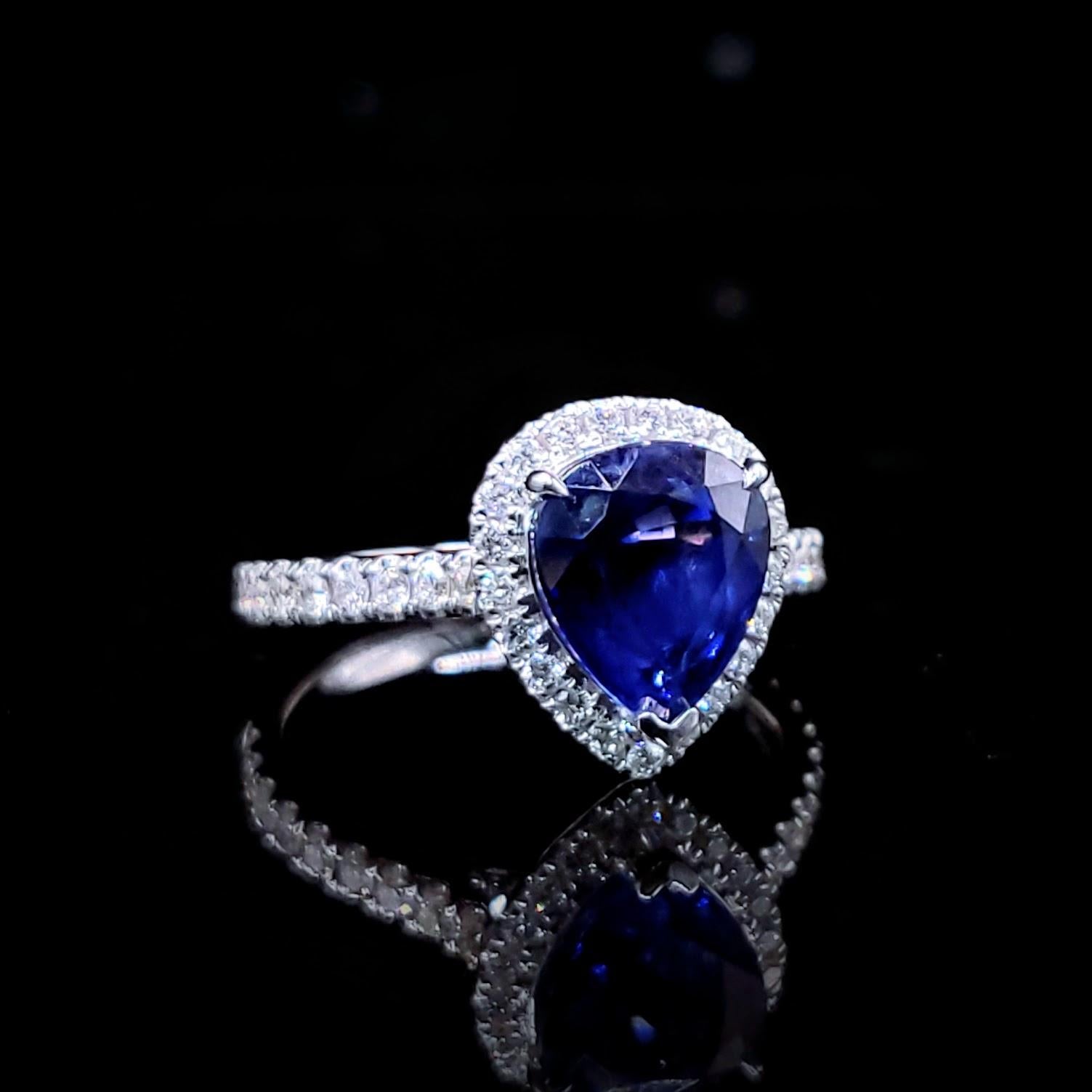 IGI-zertifizierter 3,05 Karat blauer Saphir & Diamantring aus 18 Karat Weißgold im Angebot 5