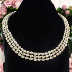 IGI Certified 30.52 Carats F/VS1 Pear Diamond Three-Row Necklace 18K White Gold