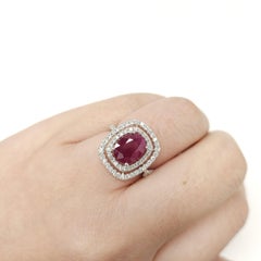 IGI Certified 3.05Carat Ruby & Diamond Ring in 18K White Gold