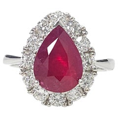 IGI Certified 3.05Carat Ruby & Diamond Ring in 18K White Gold