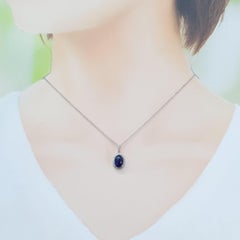 IGI Certified 3.05 Carat Sapphire and Diamond Pendant in 18K White Gold