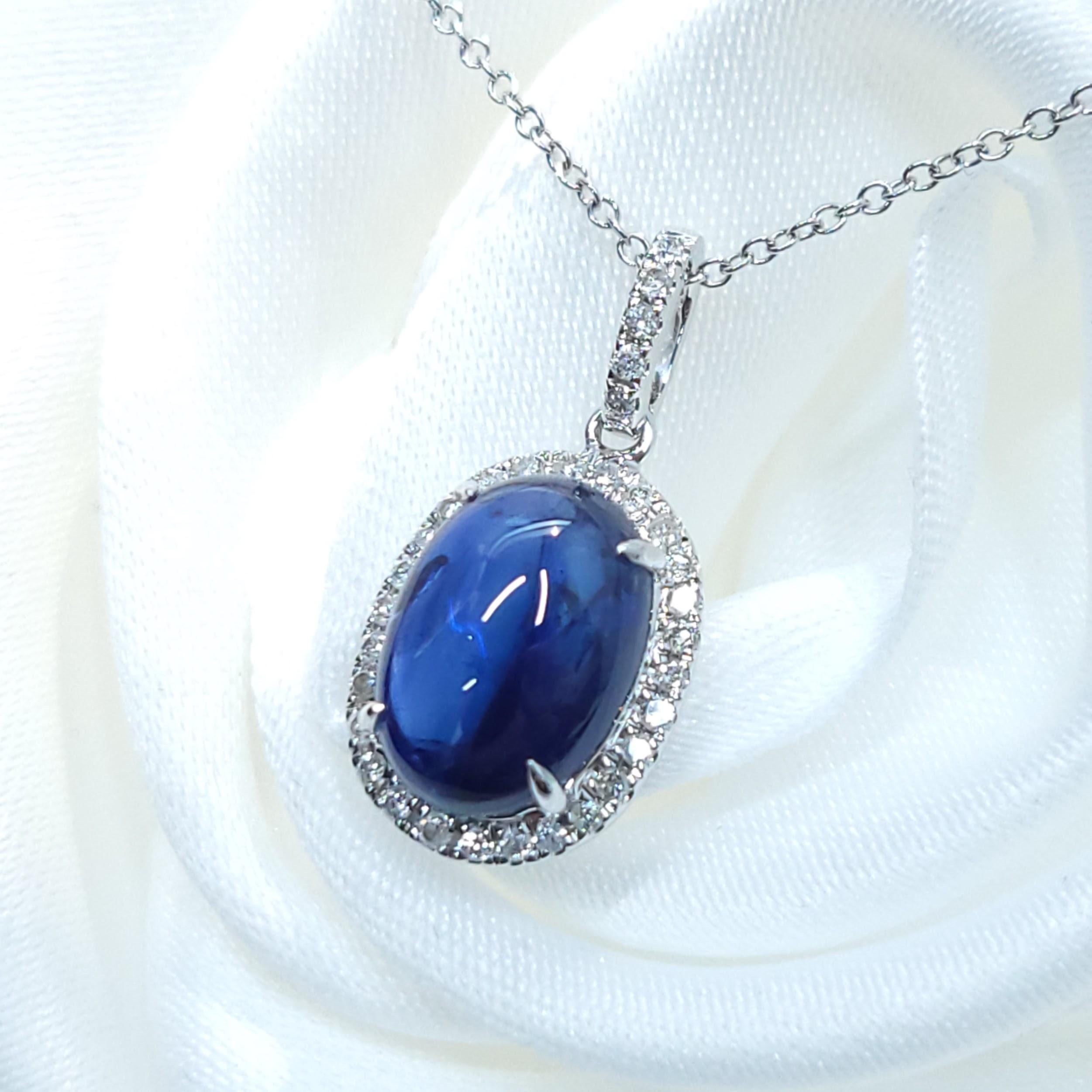 IGI-zertifizierter 3,05 Karat Saphir- und Diamant-Anhänger aus 18 Karat Weißgold im Zustand „Neu“ im Angebot in KOWLOON, HK