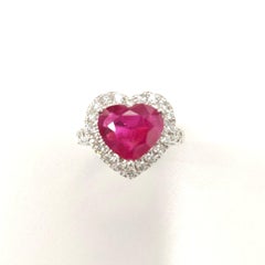 IGI Certified 3.08 Carat  Burma Ruby & Diamond Ring in 18K White Gold