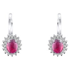 IGI Certified 3.15 Carat Natural Ruby and Diamond Drop Earrings in 14K Gold