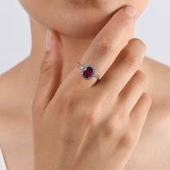 IGI Certified 3.21 Carat Diamond and Ruby Ring 18K Gold