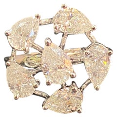 IGI Certified 3.30 Carat D/VVS1 Pear Shape 6-Stone Diamonds Ring 18K White Gold