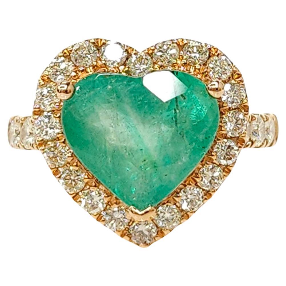 Anello con smeraldo e diamante da 3,30 carati certificato IGI in oro rosa 18 carati