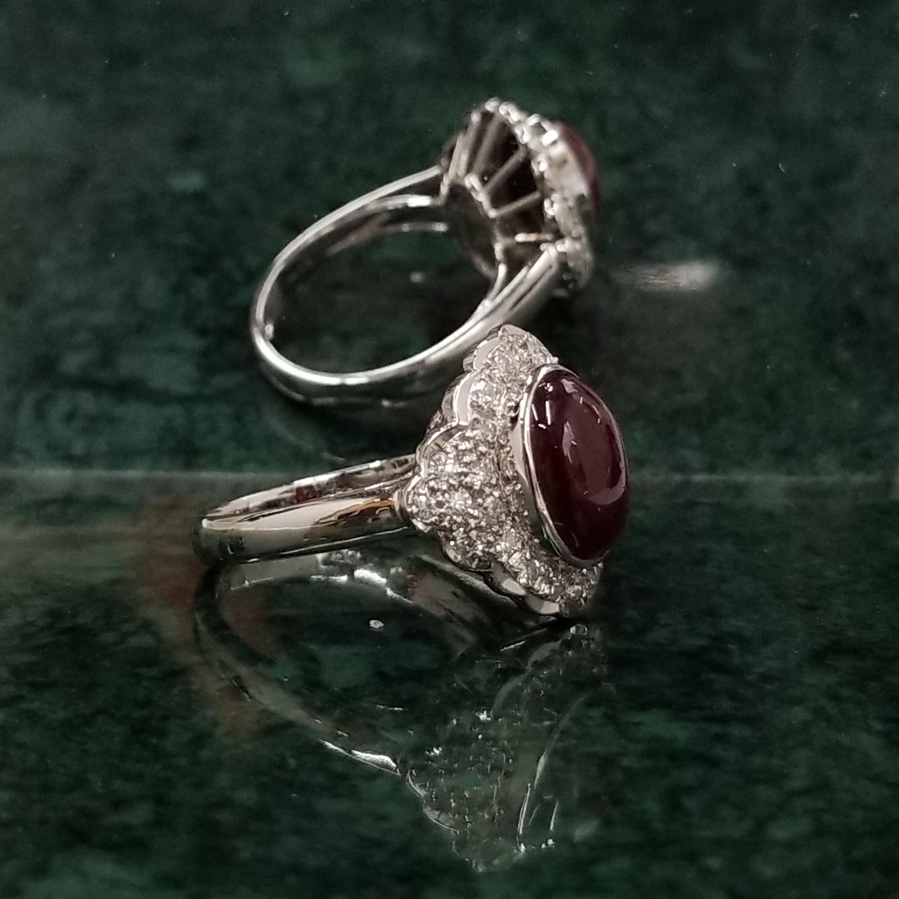 Art Deco IGI Certified 3.30 Carat Ruby & Diamond Ring in 18K White Gold For Sale
