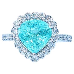 IGI Certified 3.36 Carat Paraiba and Diamond Ring in 18K White Gold