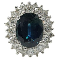 IGI-zertifizierter 3,37 Karat unbehandelter blauer Saphir & Diamantring aus 18 Karat Weißgold