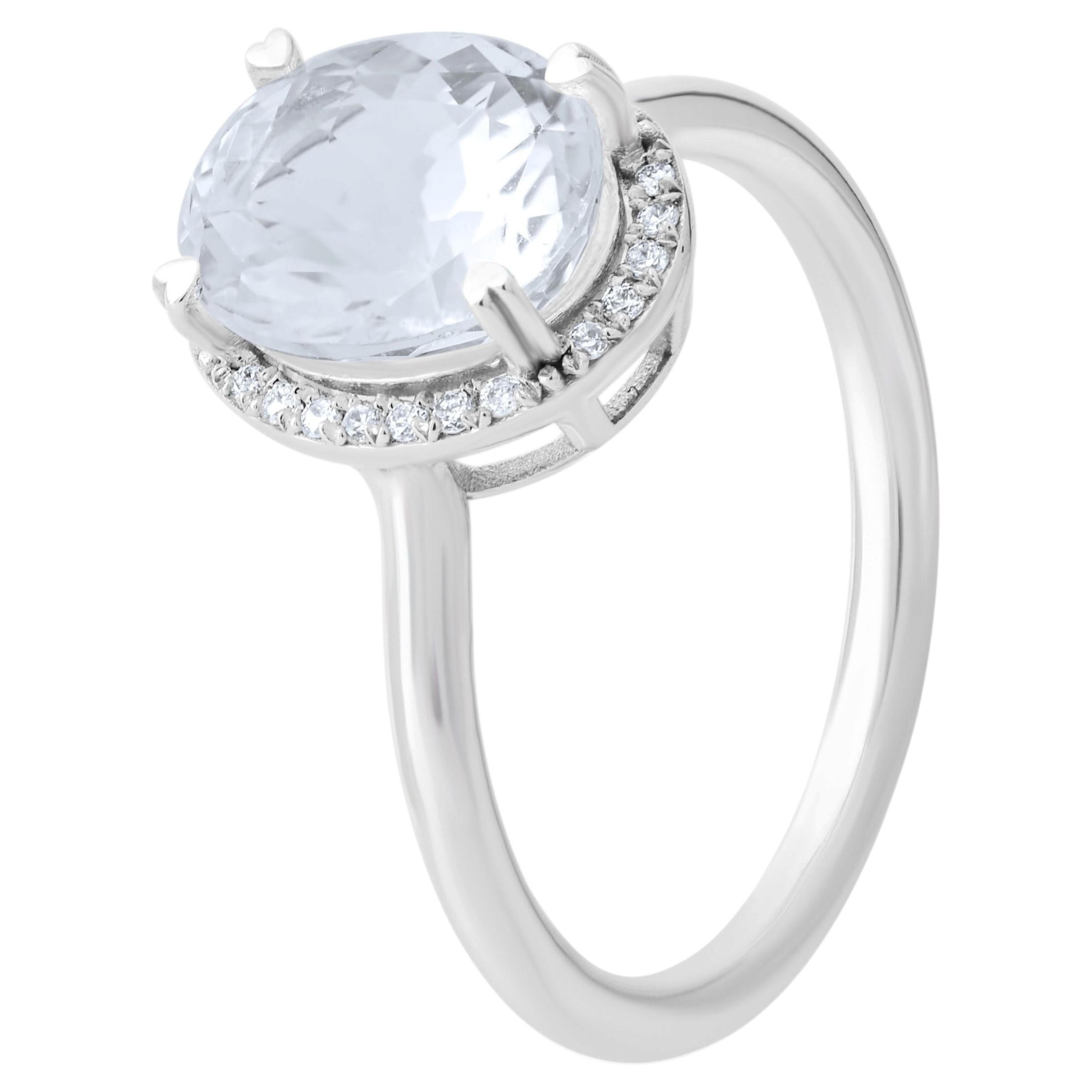 IGI Certified 3.39 Carat Natural Topaz and Diamond Statement Ring in 14K Gold For Sale