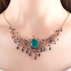 IGI Certified 3.4 Carat Natural Emerald and Diamond Pendant in 8K Gold