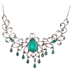 IGI Certified 3.4 Carat Natural Emerald and Diamond Pendant in 8K Gold