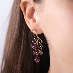 IGI Certified 3.4 Carat Natural Ruby and Diamond Statement Earrings in 8K Gold