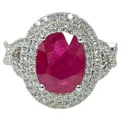 Anillo de oro blanco de 18 quilates con rubí de Birmania y diamantes de 3,42 quilates con certificado IGI