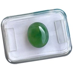 IGI Certified 3.52ct Natural Vivid Green Jadeite Jade 'A' Grade Cabochon Gem