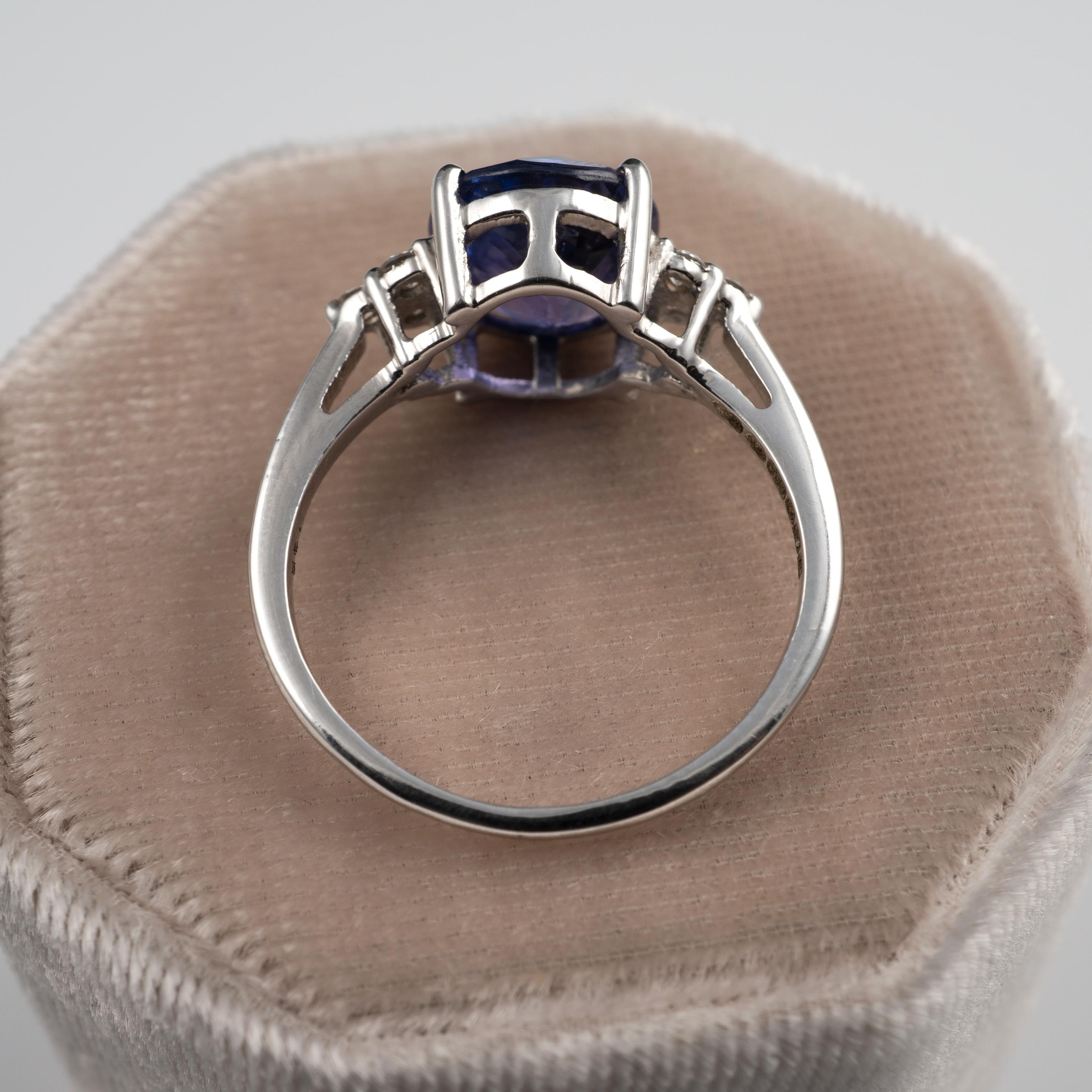 IGI Certified 3.55 Carat Color Change Sapphire Diamond Ring 18 Karat White Gold For Sale 5