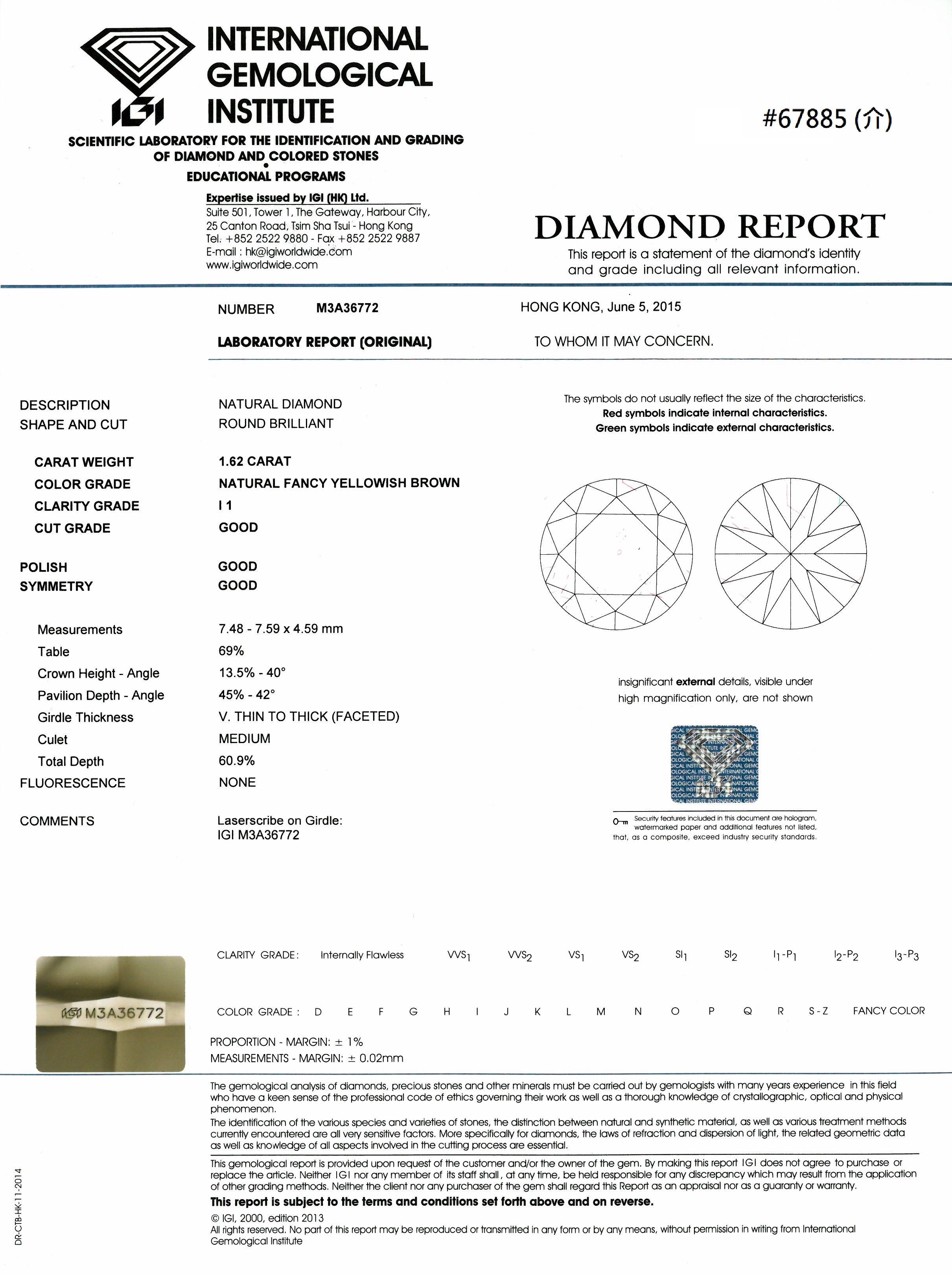 IGI Certified 3.57 Carat Brown Diamond Multi-Occasion Ring in 18 Karat Gold 8