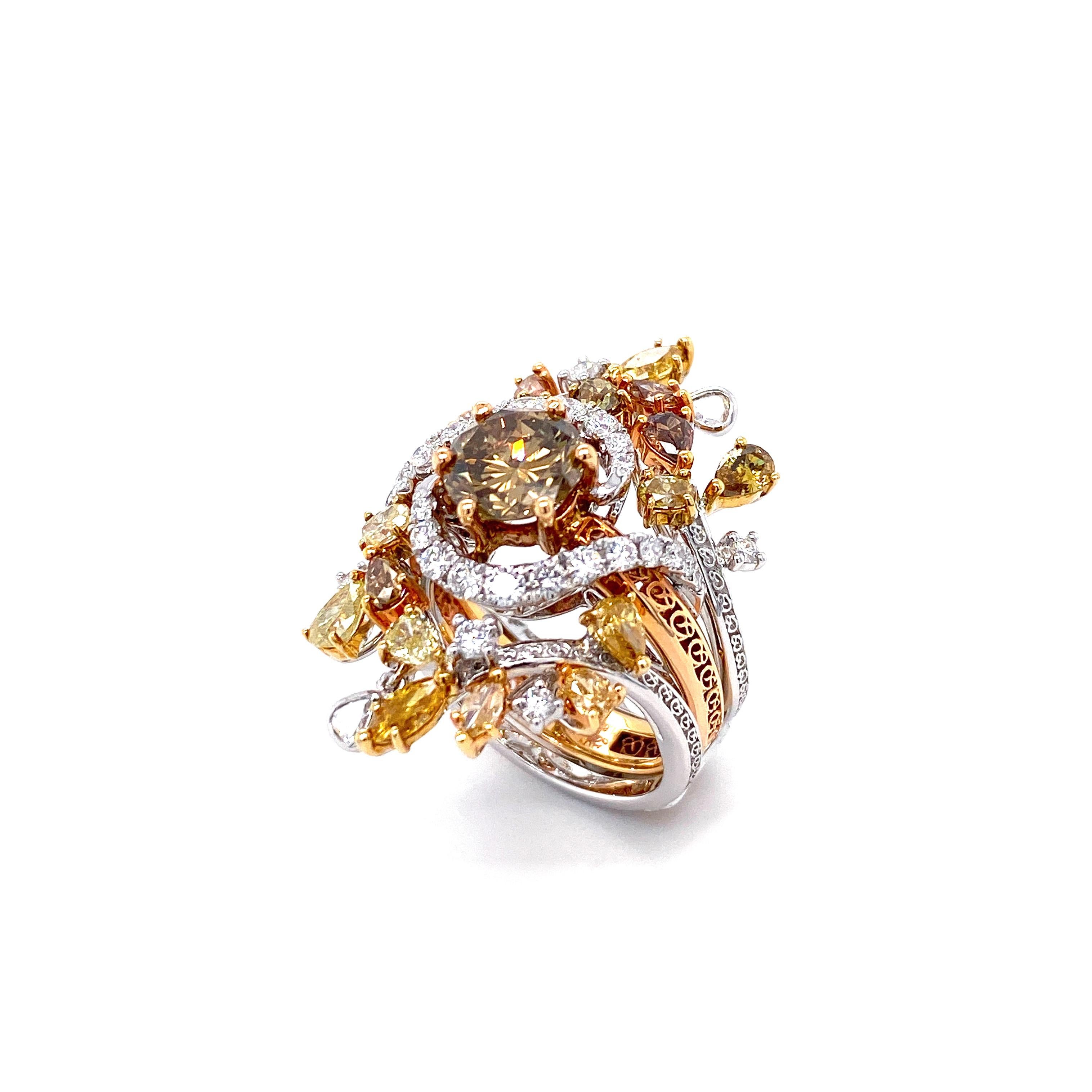 Women's IGI Certified 3.57 Carat Brown Diamond Multi-Occasion Ring in 18 Karat Gold