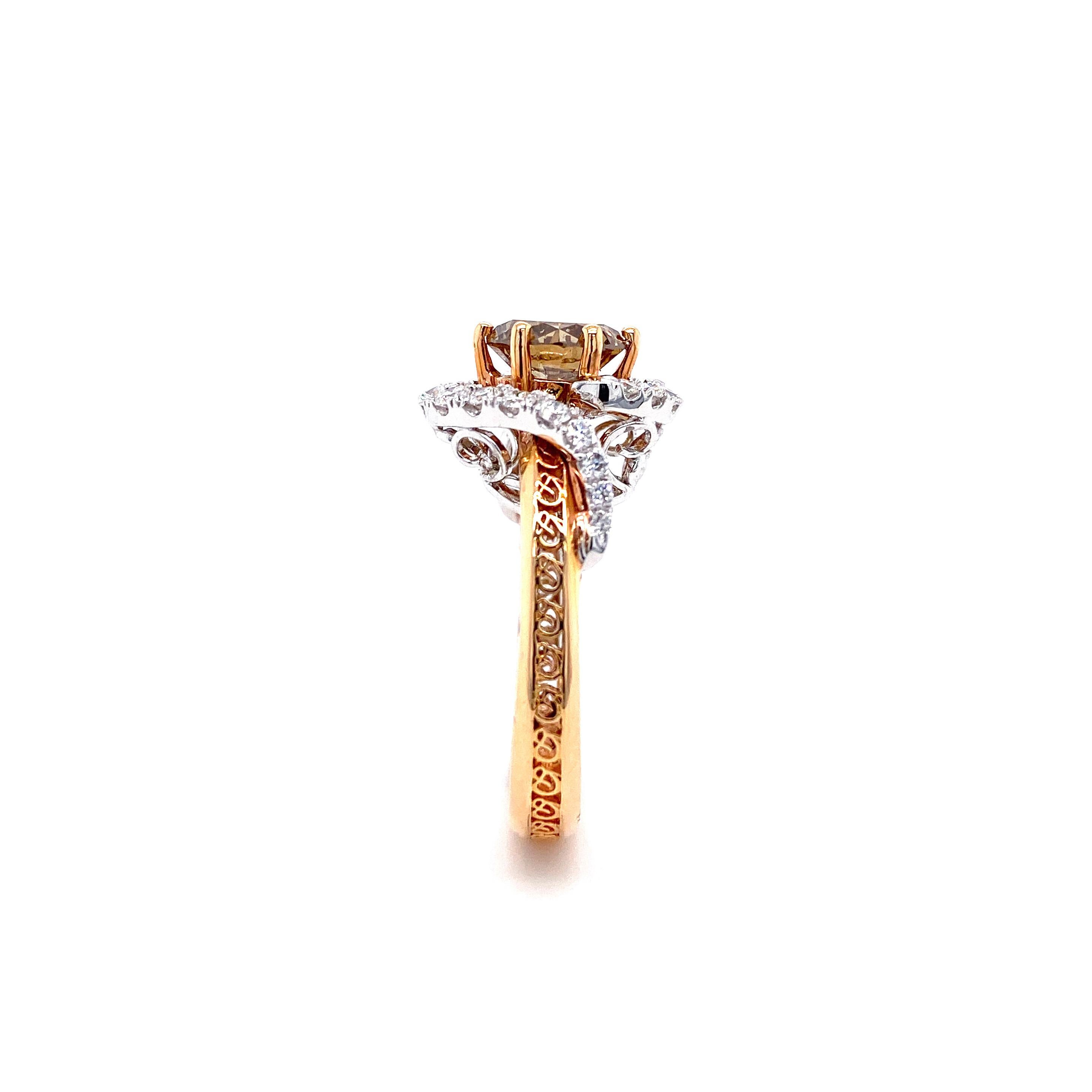 IGI Certified 3.57 Carat Brown Diamond Multi-Occasion Ring in 18 Karat Gold 3