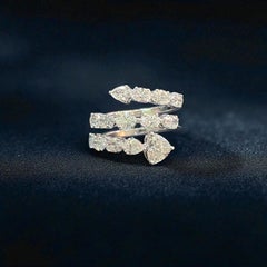 IGI Certified 3.60 Carat Heart, Oval & Pear Diamond Ring in 18K White Gold