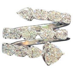 IGI Certified 3.60 Carat Heart, Oval & Pear Diamond Ring in 18K White Gold