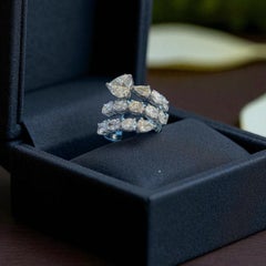 Anillo con diamantes de 3,60 quilates en forma de corazón, ovalada y de pera, certificado por IGI, en oro blanco de 18 quilates