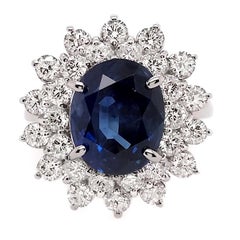 Platinring mit 3,61 Karat natürlichem Saphir und 1,28 Karat natürlichen Diamanten, IGI-zertifiziert