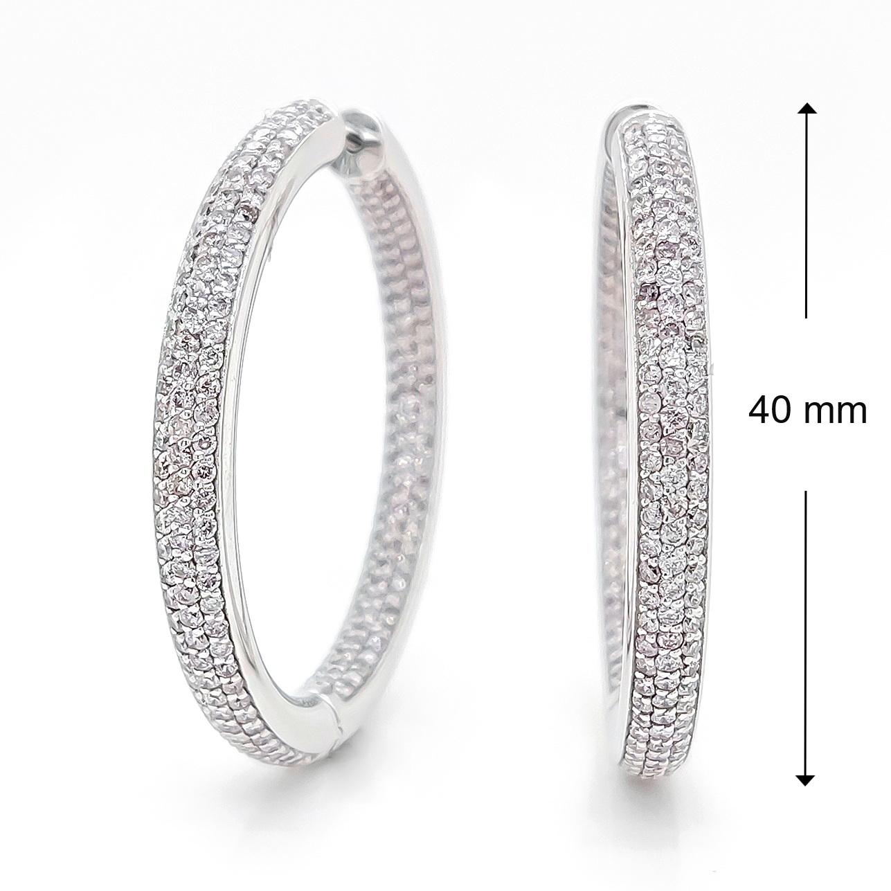 Round Cut IGI Certified 3.62 Carat Round Pink Diamond Earrings 14k White Gold For Sale