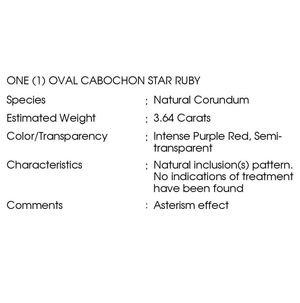IGI Certified 3.64ct Untreated Star Ruby 1.10ct Natural Diamond Platinum Ring For Sale 5