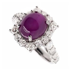 IGI Certified 3.64ct Untreated Star Ruby 1.10ct Natural Diamond Platinum Ring