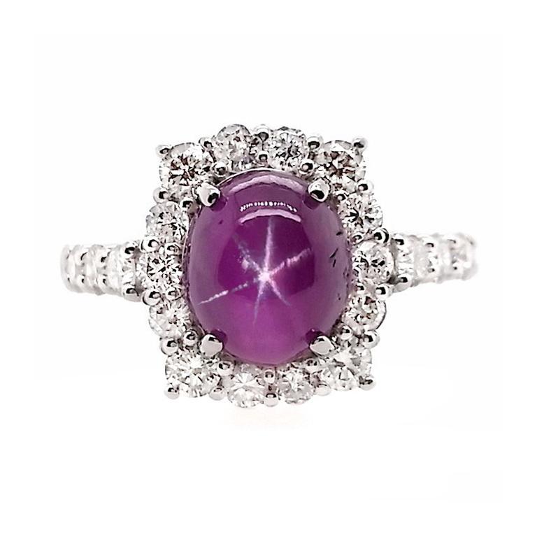 IGI Certified 3.64ct Untreated Star Ruby 1.10ct Natural Diamond Platinum Ring For Sale 3
