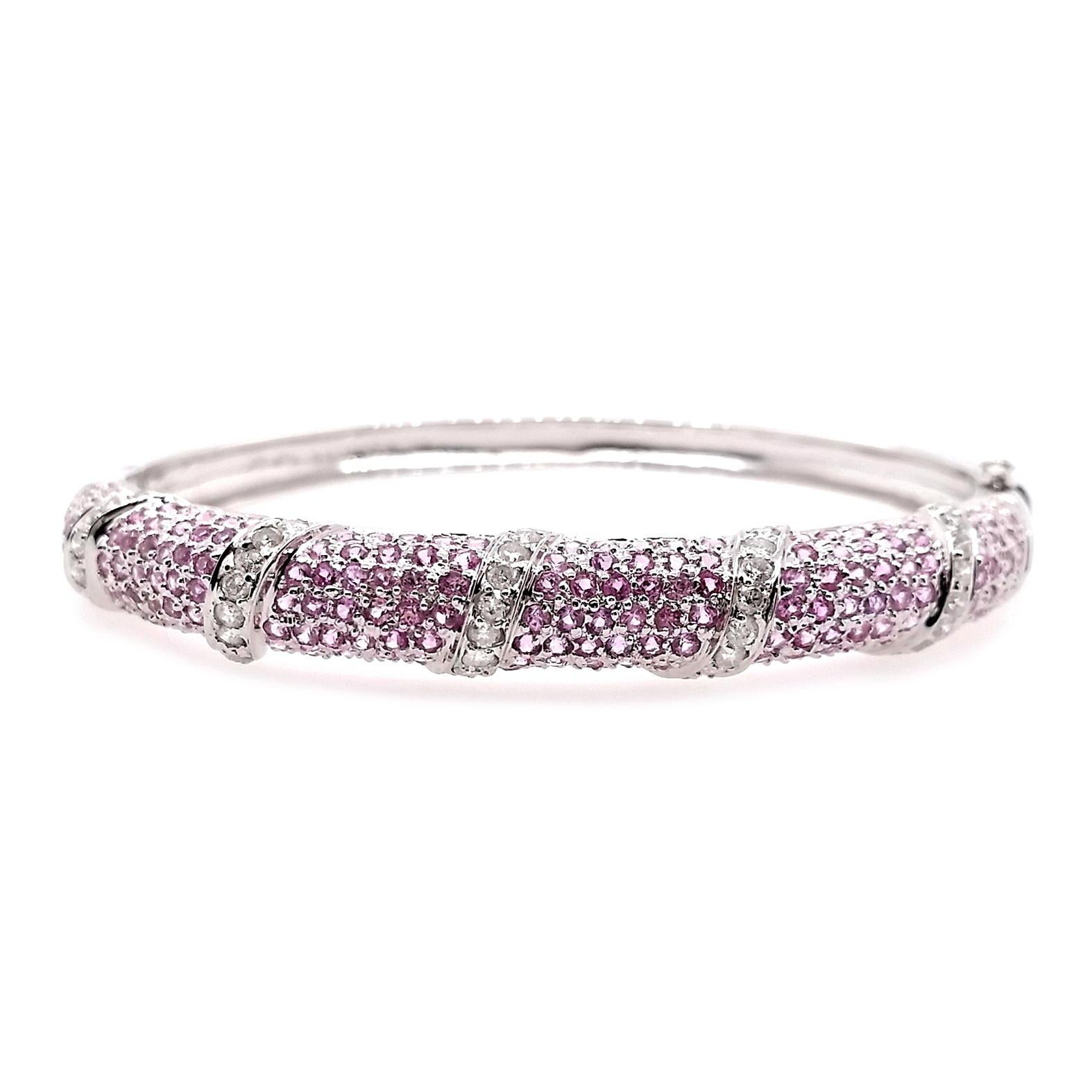 IGI Certified 3.65ct Natural Pink Sapphire 0.95ct Natural Diamonds Gold Bracelet For Sale 2