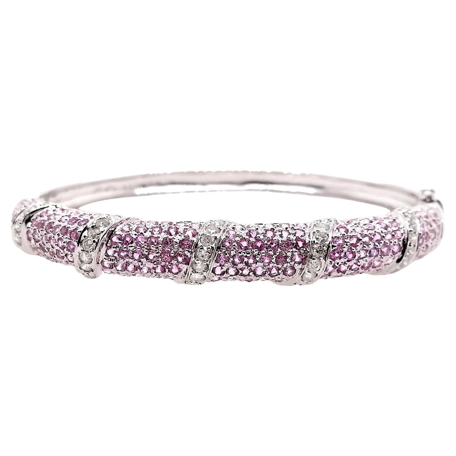 IGI Certified 3.65ct Natural Pink Sapphire 0.95ct Natural Diamonds Gold Bracelet