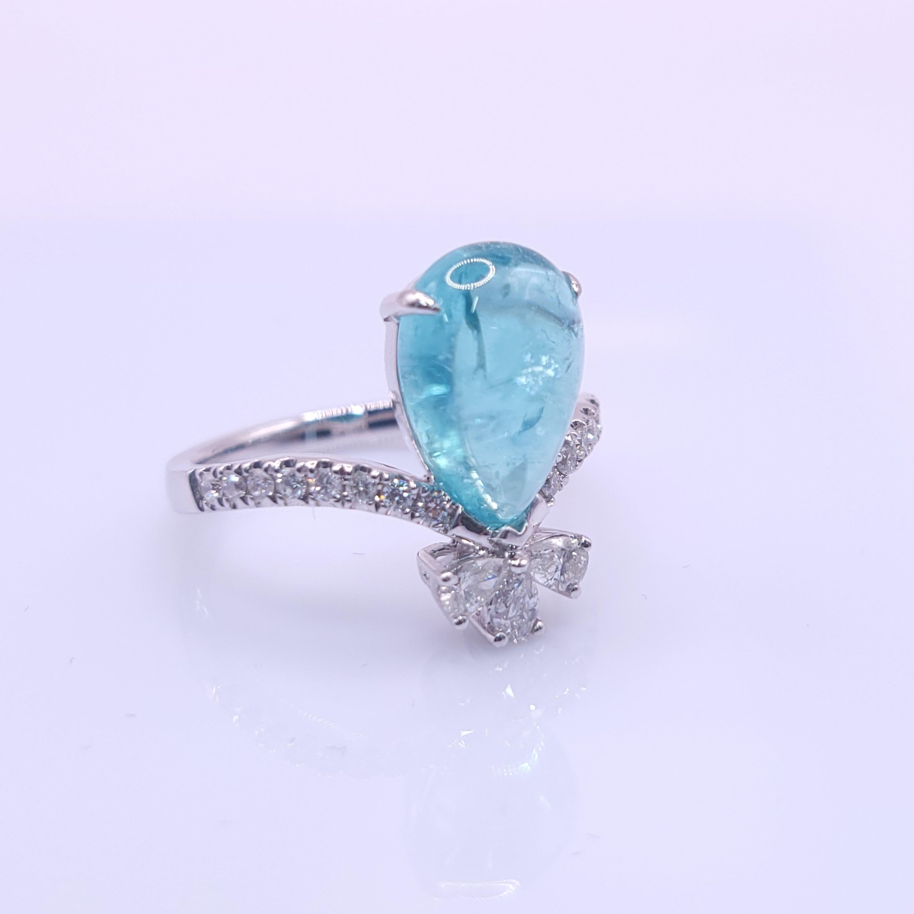 IGI Certified 3.67 Carat Paraiba & Diamond Ring in 18K White Gold 1