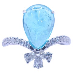 IGI Certified 3.67 Carat Paraiba & Diamond Ring in 18K White Gold