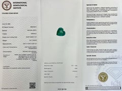 IGI Certified 3.67ct Natural Deep Green Emerald Zambia Heart Cut 10mm Rare Gem