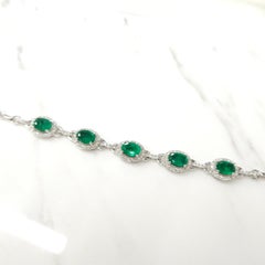 Bracciale con smeraldo e diamante certificato IGI da 3,75 carati in oro bianco 18 carati