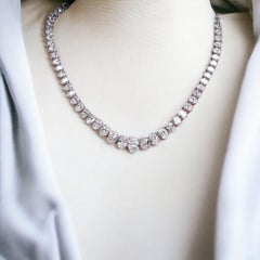 IGI Certified 38.00 Ct Natural Diamonds  Gold  Riviera Tennis Necklace