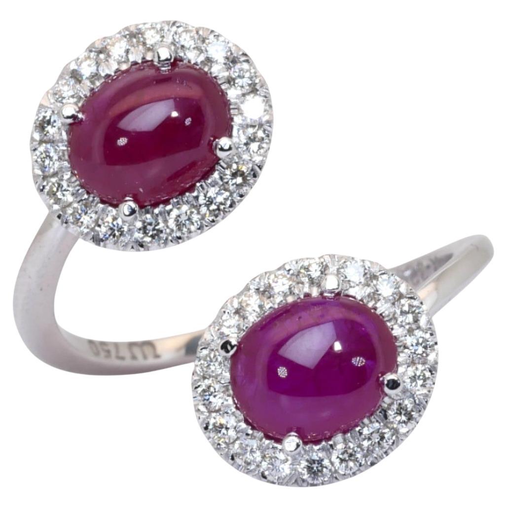 IGI Certified 3.81ct Rubies and Diamonds Ring in 18k White Gold For Sale