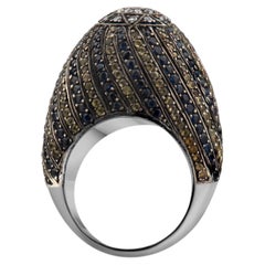 IGI Certified 3.87 Carat Diamond, Sapphire and Citrine Statement Ring 8K Gold