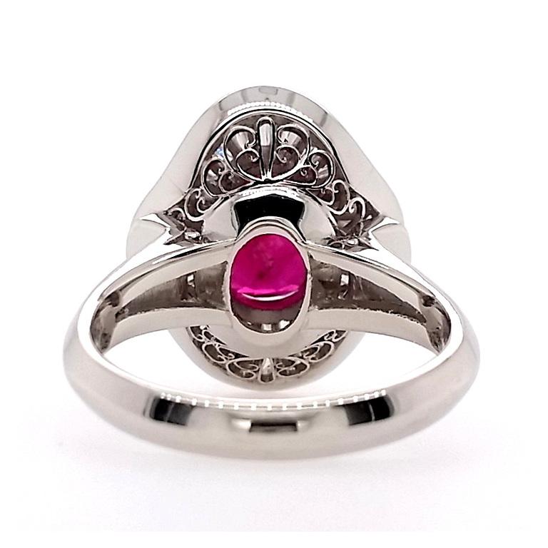 IGI Certified 3.87ct Not-Treated Thai Ruby 1.71ct Diamonds Platinum Ring 4