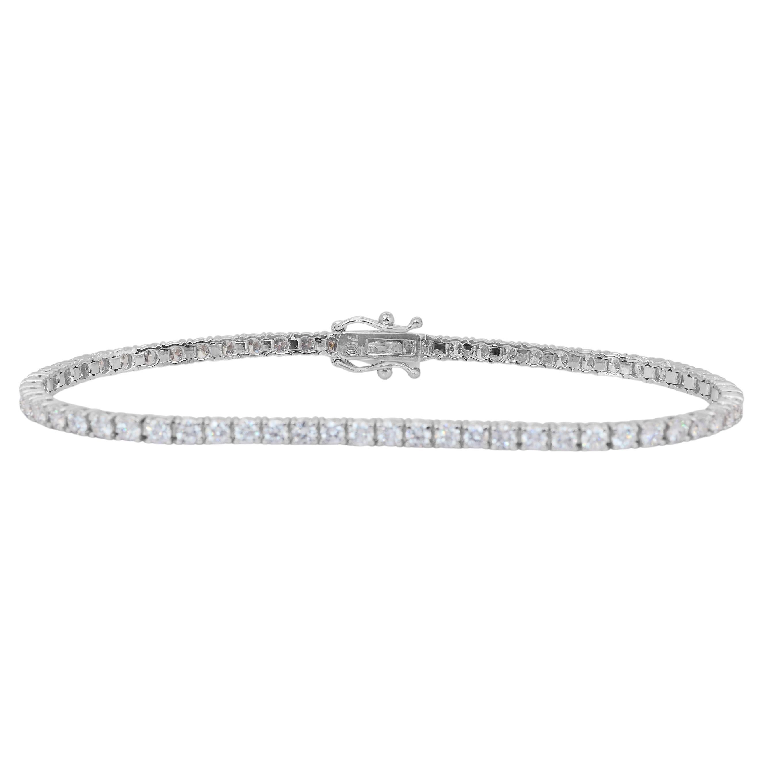 IGI Certified 3.88ct Diamonds Tennis Bracelet in 18k White Gold