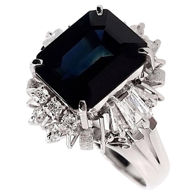 IGI Certified 3.88ct Natural Sapphire and 0.52ct Natural Diamonds Platinum Ring