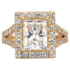 IGI Certificado 3.95ct Diamantes Anillo Halo en Oro Amarillo de 18k