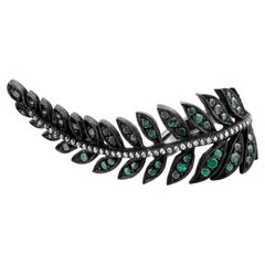 IGI Certified 3.95ct Emerald and Diamond Leaf Ring in 8K Gold