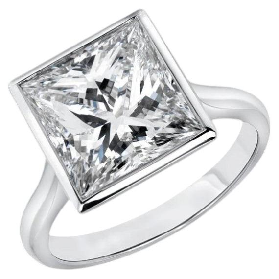 IGI zertifiziert 4,00 Karat H SI1 Prinzessin Diamant Lünette Ring in 18K Weißgold