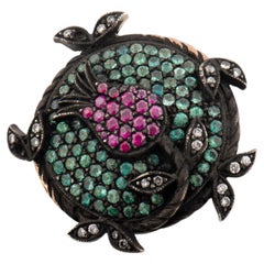 IGI Certified 4.00 Carat Natural Emerald, Ruby and Diamond Statement Ring 8K Gol
