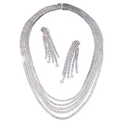 IGI Certified 40.00 Carats Diamonds 18K Gold Multiple  Riviera Earrings Parure