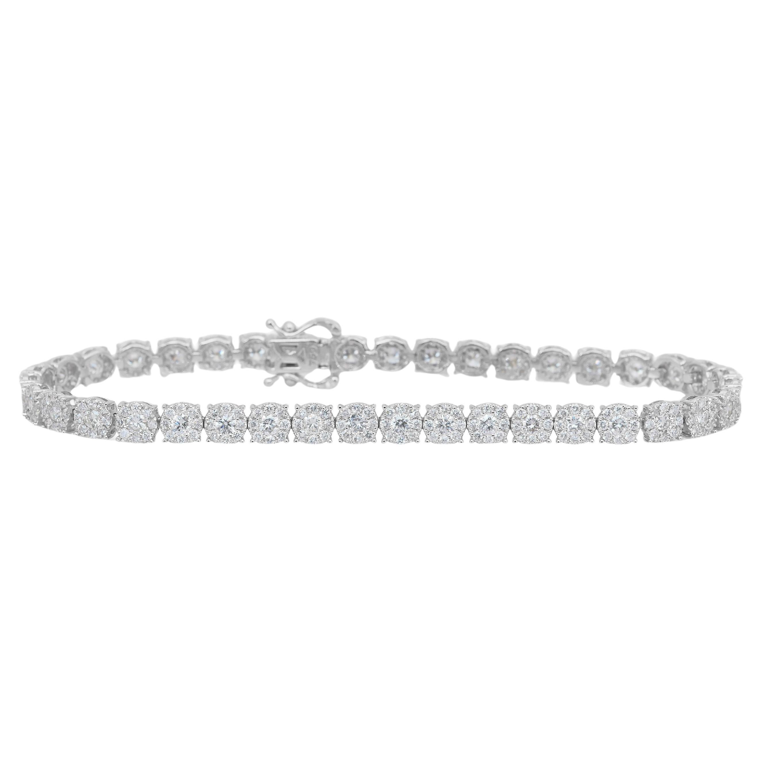 IGI Certified 4.03ct Diamonds Tennis Bracelet in 18k White Gold